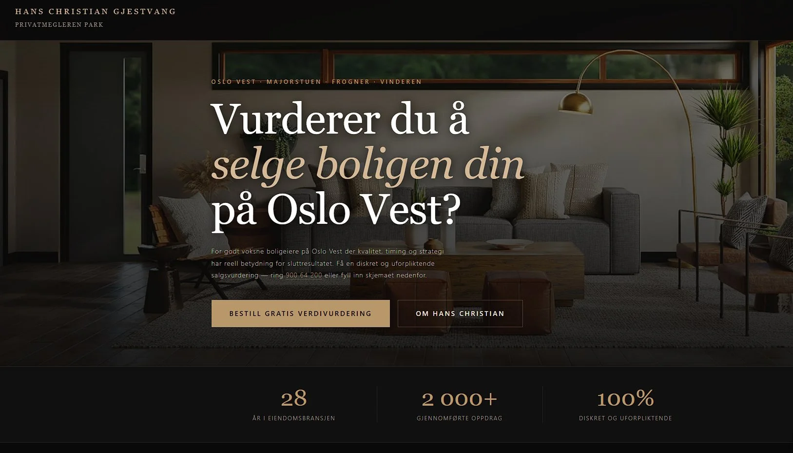 AI-landingsside for HC Gjestvang - Oslo Vest